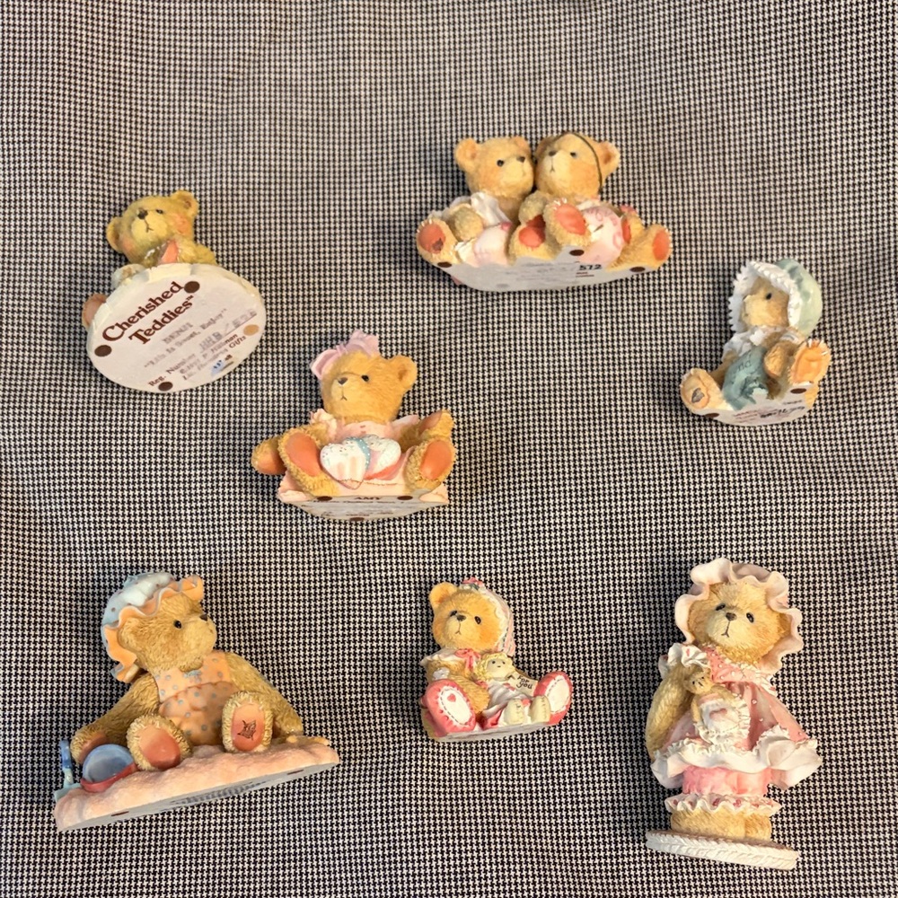 Cherished Teddies Miniature Figurine Lot - Pastel Yellow Bears